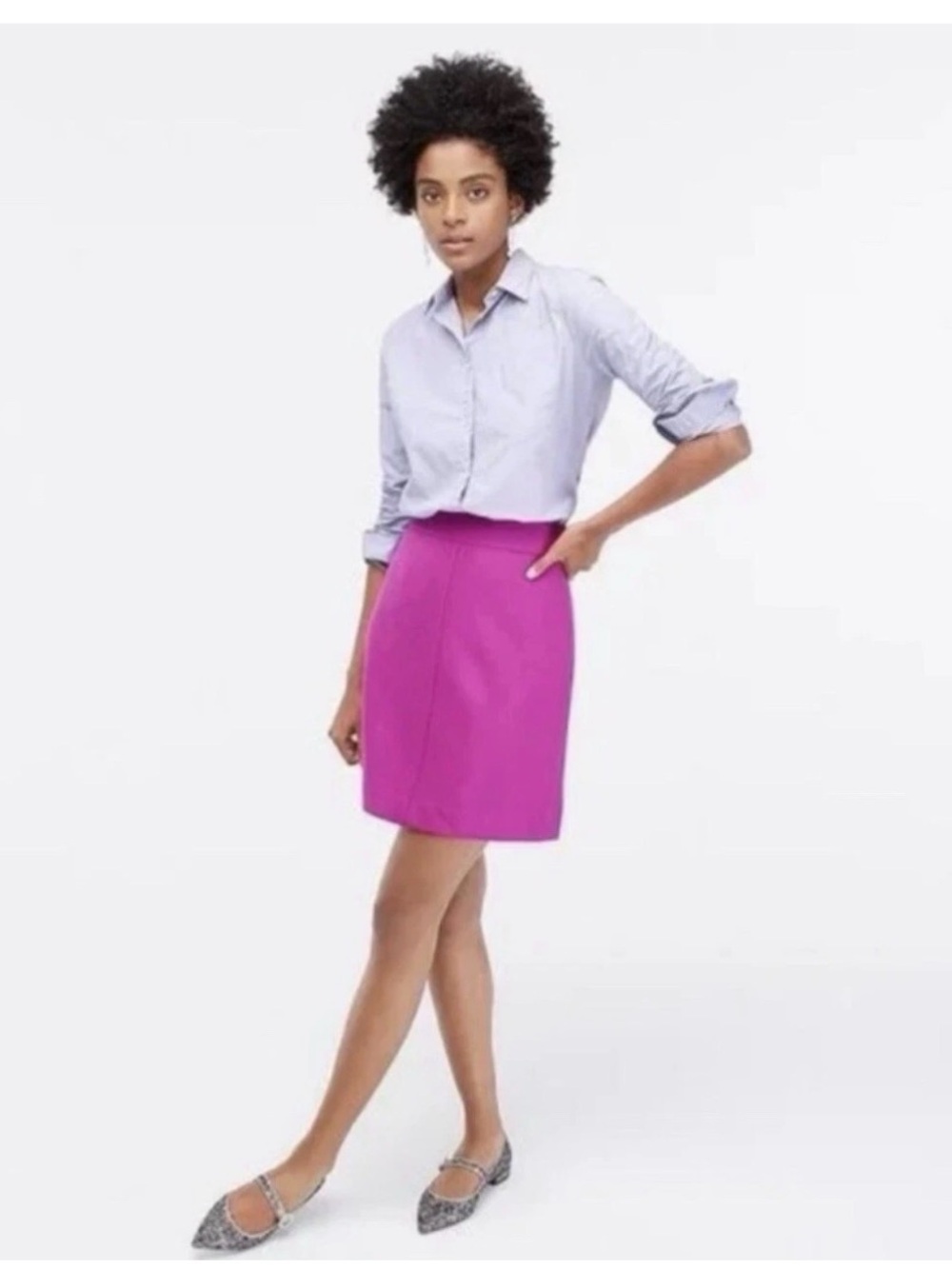 J. Crew Wool Blend Pencil purple mini Skirt  Size 00